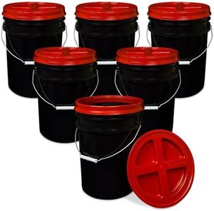 ePackageSupply 5 Gallon Black Bucket with Gamma Seal Screw on Airtight Lid | Made in USA | Food Grade | Heavy-Duty HPDE Plastic | Durable 90 Mil All Purpose Pail | Easy Stack and Store | BPA Free