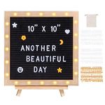 VEVOR Black Felt Letter Board, 10"x10" Felt Message Board, Changeable Sign Boards with 510 Letters, Stand, and Built-in LED Lights, Baby Announcement Sign for Home Classroom Office Decor Wedding