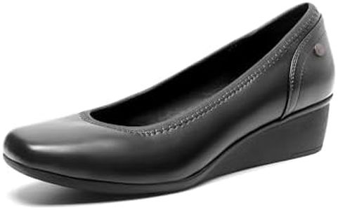 DREAM PAIRS Zapatos de Tacón con Cuña Alto Clásicos Mujer Zapatillas con Tacón Zapatos de Salón PU,Size 38,Negro-PU,SDPU2418W
