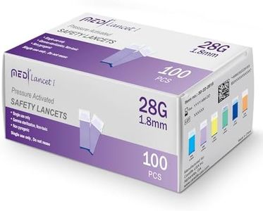 Medt Pressure Activated Safety Lancets 28G x 1.8mm - Gamma Ray Sterilized, Ideal for Blood Testing, Single Use and Gentle for Comfortable Testing - Pack of 100