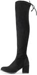 Women Over The Knee Boots Knee High Thigh High Boots Chunky Suede Above Stretch Long Fall Winter With Inner Zipper, Black, 6 US