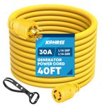 Kohree 40FT Generator Cord 30 Amp 4 Prong, Nema L14-30 Heavy Duty Generator Power Locking Cord for Manual Transfer Switch, Electric Extension Wire 10 Gauge 125/250V, 7500W with Cord Organizer