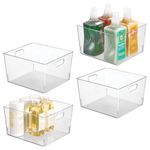 mDesign Deep Plastic Home Storage Organizer Bin for Cube Furniture Shelving in Office, Entryway, Closet, Cabinet, Bedroom, Laundry Room, Nursery, Kids Toy Room - 12" x 10" x 8" - 4 Pack - Clear