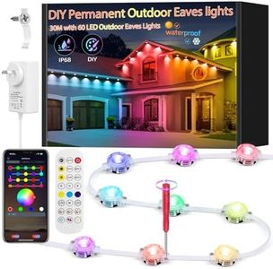 Permanent Outdoor Lights, Can DIY Smart RGB+IC eave Light, 30M with 60 LED Eaves Lights, IP67 Waterproof, for Halloween Decorations, Christmas (30M)