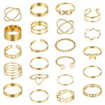 22 pcs Vintage Gold Knuckle Rings Set, Bohemian Jewellery Stacking Rings Adjustable Hollow Carved Flowers Open Rings for Women Teen Girls (gold)