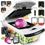 Vegetable Chopper Vegetable Cutter - Veggie Onion Salad Food Chopper Manual - Potato Chipper - Veg Chopper and Dicer - Kitchen Tools & Gadgets (9-in-1 White)
