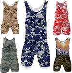 4 Time All American Sublimated Wrestling Singlet – Stitched & Durable Mens Singlet – Singlet for Wrestling, MMA & Powerlifting– Wrestling Singlet Youth Boys (Camo Blue, M 121-155 lbs.)