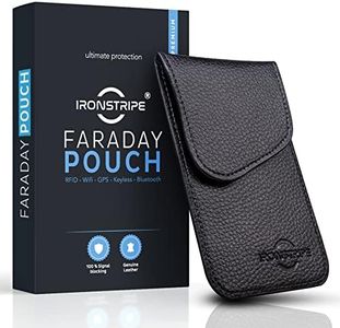 Ironstripe Faraday Pouch | Real Leather Faraday Bag for Key Fob Protector Pouch RFID Blocking | Premium Quality | Stylish Anti-theft Car Key Case/Jammer Signal Blocker for Keyless Entry Systems