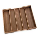 Lipper International 1090 Acacia Expandable to 23" Silverware and Utensil Organizer Holder with 5 Compartments, Wood