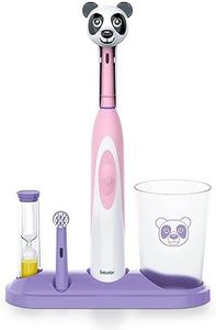 Beurer TB10 Kids Electric Toothbrush Kit - Fun Polly The Panda Cap with 2 Extra-Soft Brush Heads to Help Remove Plaque, 2 Minute Timer, and Rinse Cup, BPA-Free, Safe for Ages 3+