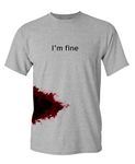 I'm Fine Movie Halloween Zombie Shark Bite Graphic Novelty Very Funny T Shirt, Sport, X-Large