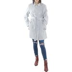 Vince Camuto Women's Double-Breasted Softshell Jacket Anorak, Silver Grey Gray, Medium