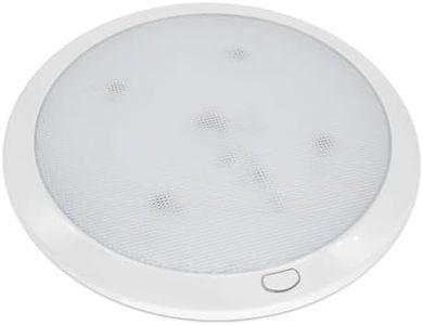 Dream Lighting 12volt LED Panel Ceiling Dome Light Fixture with Dimmable Switch for RV Motorhome Camper Trailers Marine 216mm Warm White & Blue Surface Mount White Shell Memory Function
