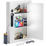 Grimtron 22" Tall Hidden Wall Safe Between The Studs, Electronic in Wall Safe with Removable Shelf & Pegboard for Handgun, Clips, Jewelry, Passports Secure (White)