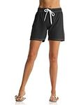 unitop Womens Bathing Boardshorts Quick Dry Stretch Board Short with Mesh Lining Black S