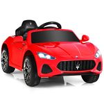 GYMAX Kids Ride on Car, 12V Battery Powered Licensed Maserati Toy Car with Remote Control, Music, Horn, Radio, Lights, USB, Slow Start & Safety Belt, Children Electric Vehicle for 3 Years Old (Red)