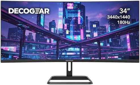 Deco Gear 34” Ultrawide Curved Gaming Monitor 3440×1440 UWQHD, 180Hz, 1ms MPRT, VA Panel, 1500R, HDR Ready, 100% sRGB, Adaptive Sync, Dual HDMI/DP, 21:9, VESA Mount, Tilt Adjustable - American Seller