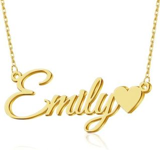 Yofair Custom Name Necklace Personalized 18K Gold Plated Nameplate Pendant Gift for Women