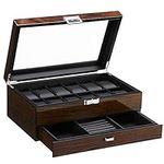 BEWISHOME 12 Watch Box with Valet D