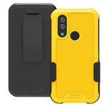 Wireless ProTech Case Compatible with CAT S62. Rotating Belt Clip Holster and Durable Flexible Protective Case Combo (Yellow)