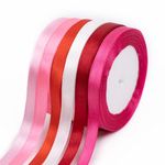 Fyshird Red Satin Ribbon 10mm x 22m Red Curling Ribbon Thin Pink Ribbon for Gift Wrapping Fabric Polyester Balloon Ribbon for Crafting DIY Bows Cake Wedding Party Decorations Christmas