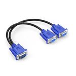 BUBUCAM VGA Splitter Cable Dual VGA Monitor Y Cable 1 Male to 2 Female Adapter Converter Video Cable for Screen Duplication - 1 Feet (No Screen Extension) - Only Work for Identical Monitor