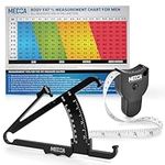 Body Fat Caliper and Measuring Tape for Body - Skinfold Calipers and Body Fat Tape Measure Tool for Accurately Measuring BMI Skin Fold Fitness and Weight-Loss - Upgraded (Black)
