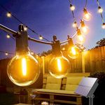 Kawaya Outdoor String Lights Solar Powered USB Charge, Waterproof Solar Lights Outdoor Garden 10M / 31FT LED Festoon Hanging Lights with 15+1 Shatterproof Bulbs for Outside Gazebo Backyard Festive