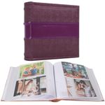 RECUTMS Photo Album 4x6 200 Photos with Writing Space Photo Book,Leather Cover Picture Album with Memo Areas for Wedding Anniversary Family Baby Couple Valentines Graduation Travel (Purple)