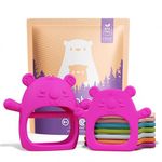 Infatot® Teething Toys for Baby Gifts – 2-Pack Koda Koala Teether Mitten Glove, Soothing Hand Teethers for Infants, Baby Toys 0-6 Months and Up, Newborn Essentials for Teething Relief, Bright Pink.