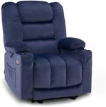 MCombo Electric Power Recliner Chair with Heat and Vibration, USB Ports, Cup Holders, Reclining Chair for Living Room 6079 (Navy Blue Medium 22.2" Seat Width)