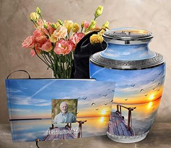 Dock of the Bay Sunset Cremation Urns for Adult Ashes for Human Ashes with Matching 'Celebration of Life' Funeral Guestbook