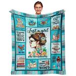 Just a Girl Who Loves Books Reading Blanket 60"X50", Gift for Book Lover, Book Gifts for Women, Reader Gifts, Reading Gifts for Book Lovers, Book Blanket, Book Worm Gifts for Women, Librarian Gifts