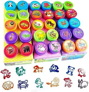 Nutabevr 30 Piezas 5 Colores Disponibles Animals Stamps Conjunto Sellos,Sellos infantiles colores,para Jugar sobre Papel Juguetes Artesanales, Fiesta Infantil Premios Escolares Regalo de Cumpleaños