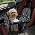 Flagest Dog Car Seat Travel Carrier Doggie Booster Cage, Oxford Breathable Folding Soft Washable Travel Bags for Dogs Cats or Other Small Pets, Dog Booster Seat Unfolded Size 15.7 * 12.5 * 9.4 Inch