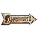 SignMission Monkeys Arrow Plastic Sign, 30" Wide