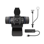 Logitech C920S Pro HD Webcam Bundle with Knox Gear Webcam Stand with Selfie Ring Light and 4-Port USB Hub (3 Items)