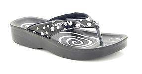 Aerosoft Polka Dot Ladies Orthopaedic Comfortable Thong Flip Flop Sandals (BLACK, uk_footwear_size_system, adult, women, numeric, medium, numeric_5)