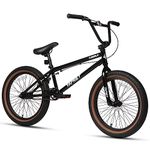 cubsala Freestyle BMX Bike, 20 Inch Yaphet Bicycle for Teen Beginner and Adult Riders, Bike with Hi-Ten Steel Frame, Black with Brown Tire