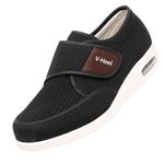 V-Heel Casual Orthopedic Extra-Wide Adjustable Unisex Sneakers - Diabetic, Arthritis & Edema Support Footwear (10_Black)