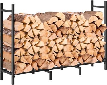 NANANARDOSO 4ft Firewood Rack Outdoor Fire wood Holder for Fireplace Wood Storage, Bottom Widening, Heavy Duty Fire Log Stacker Stand for Indoor Fireplace Metal Lumber Storage Carrier Organizer