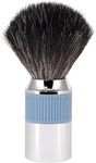 MÜHLE NEO shaving brush | Vegan Shave Brush for Shaving soaps and creams | sustainable eco-friendly and reusable |exfoliating shaving brush | chrome with glacier blue silicone grip handle