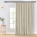 IYUEGO Pinch Pleat Solid Thermal Insulated 95% Blackout Patio Door Curtain Panel Drape for Traverse Rod and Track, Beige 120W x 84L Inch (Set of 1 Panel)