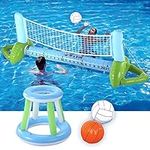 JOYIN Inflatable Pool Float Set Volleyball Net & Basketball Hoops, Floating Swimming Game Toy for Kids/Adults, Summer Swimming Floaties, Volleyball Court (122"x28"x35")|Basketball hoop(27"x23"x27")