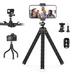 UBeesize Phone Tripod, UBeesize Portable and Adjustable Camera Stand Holder with Wireless Remote and Universal Clip, Compatible with iPhone, Android Phone, Camera, Sports Camera GoPro