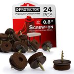 Screw-On Felt Furniture Pads X-Protector 24 PCS – 0.8” Chair Leg Floor Protectors for Hardwood Floors – Premium Chair Glides – Brown Floor Protectors for Chairs – The Best Furniture Sliders!