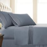 Southshore Fine Living, Inc. Full Size Sheet Set, Pleated 4-Piece, 21" Extra Deep Pocket Sheets, Full Size | Flat Sheet, Fitted Sheet, 2 Pillowcases | Easy Care Microfiber Bed Sheets | Slate Blue