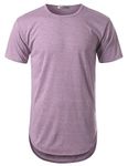 URBANCREWS Mens Hipster Hip Hop Melange Elong Crewneck T-Shirt Lavender Medium