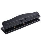 Reduced Effort Three-Hole Punch,，Desktop Hole Punch, Hole Puncher, 12 Sheet Punch Capacity,black