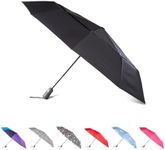 totes Men's and Women's Ultimate Protection Folding Umbrella with Auto Open Close Windproof Sun Protection, BLACK, 55" Canopy, Auto Open/Close Windproof Ultimate Compact Umbrella with UV and Water